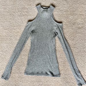 Open Shoulder Gray Sweater